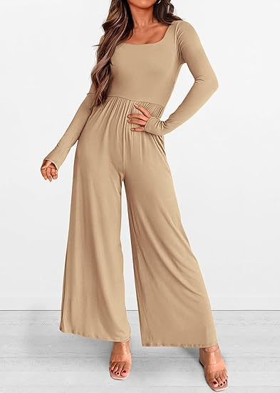 Long-sleeved wide-leg jumpsuit